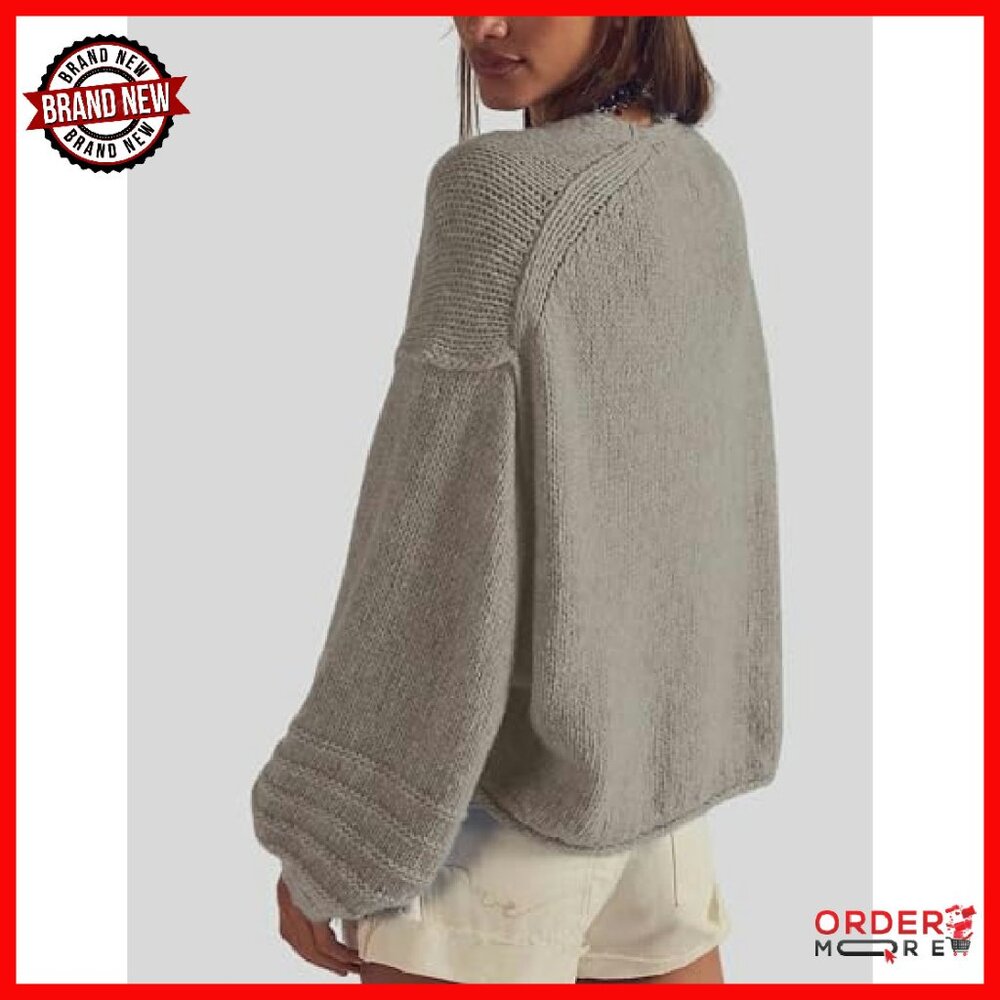 Oversized Off-Shoulder Pullover with Bubbled Slee… - image 6